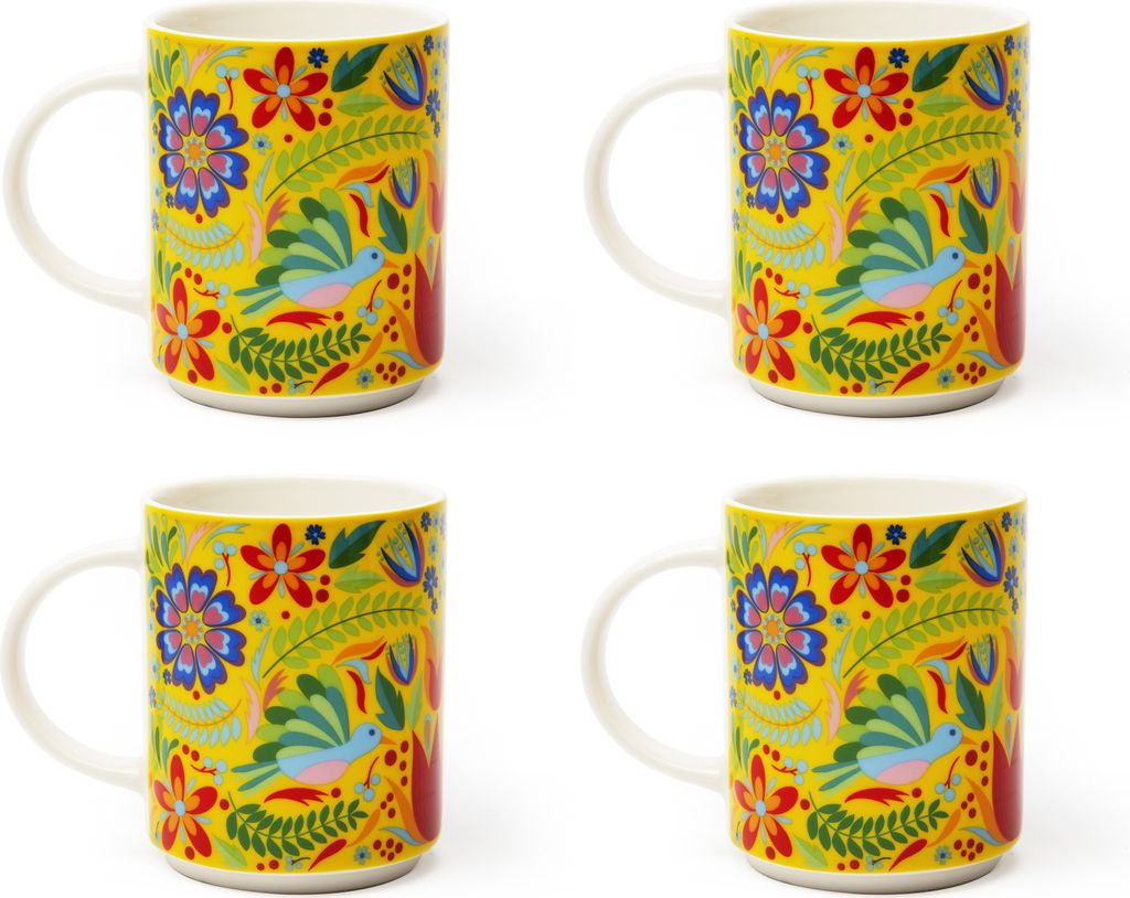 Excelsa Set Von 4 mug Mexican Flowers 30 cl Porzellan Bunt