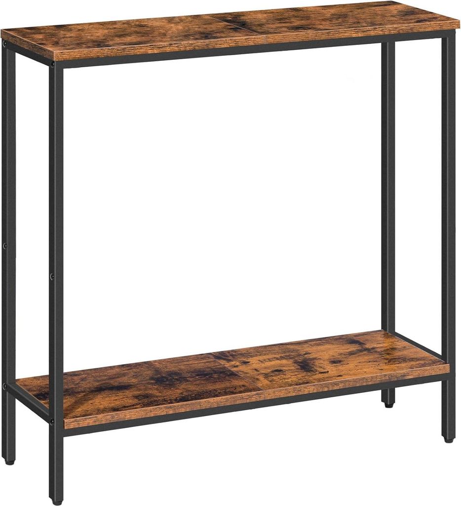 Schmale Konsole mit Ablage - 75 x 22 x 75 cm - Beistelltisch - kleine Ausstellungstisch - Banktisch für kleine Räume - für Eingang - Flur - dunk...