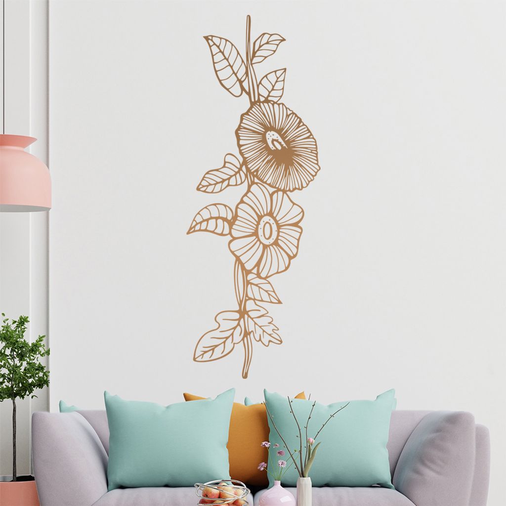 Blumen - Pflanze Wandtattoo in 6 Größen - Wandaufkleber Wall Sticker - Dekoration, Küche, Wohnzimmer, Schlafzimmer, Badezimmer