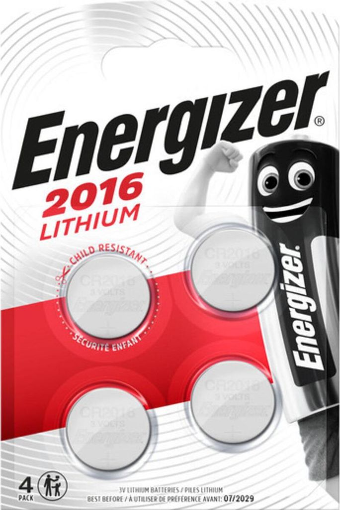 Knopfzellen-Batterie Lithium CR2016 3,0 Volt - 4 Stück. Packung mit 10 Stück