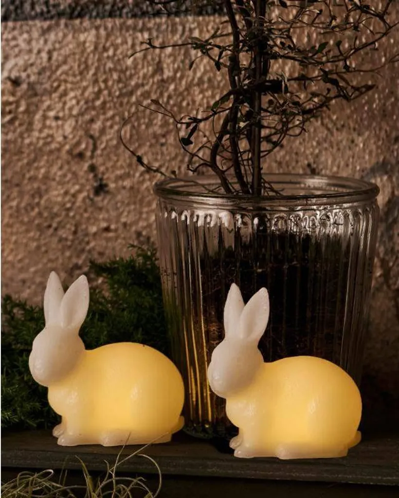 Bougie lapin Sirius LED blanche lot de 2 hauteur 10 cm pour décoration