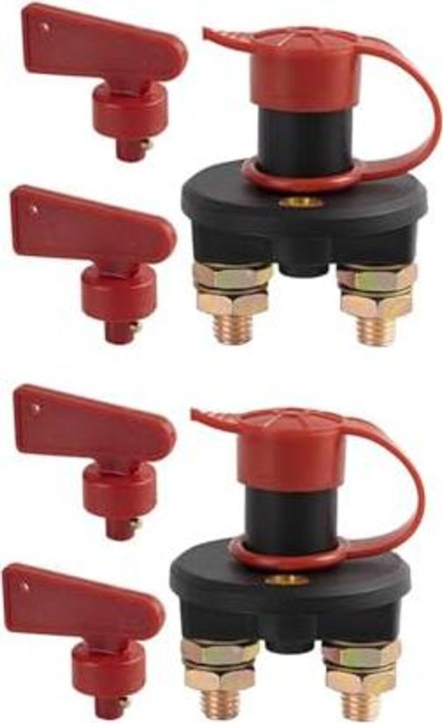 2 Stück Hauptschalter 12V/24V, Batterie Trennschalter Reines Kupfer Batterieschalter mit Abnehmbarem für Auto Schiffe Yacht Wohnmobil Kfz Lkw Mot...