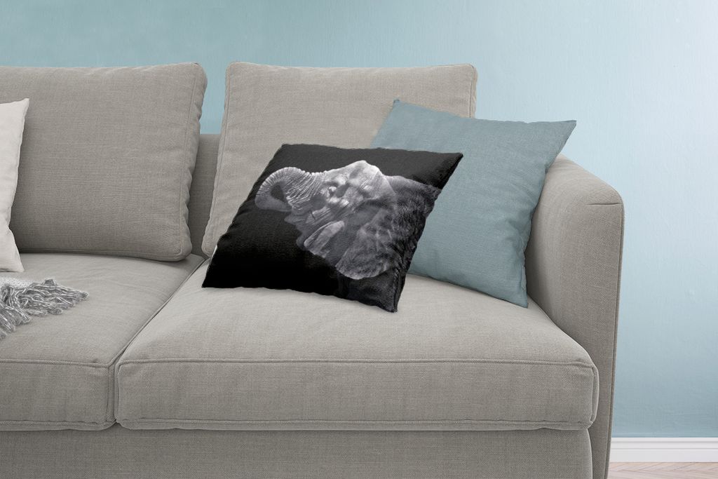 MuchoWow Zierkissen Sofakissen Wohnzimmer Dekokissen 60x40 cm Elefant - Tiere - Schwarz - Natur - Kopfkissen - Polster mit Foto