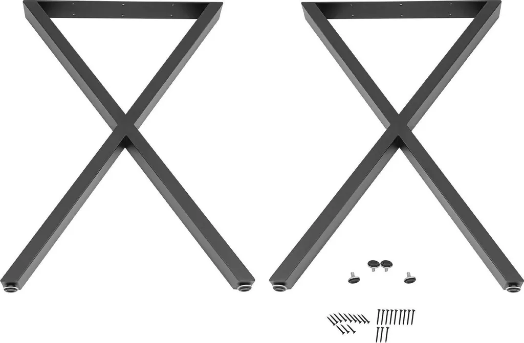 Pieds de table noirs capacité 200kg - Structure en X acier 50x71 cm lot 2