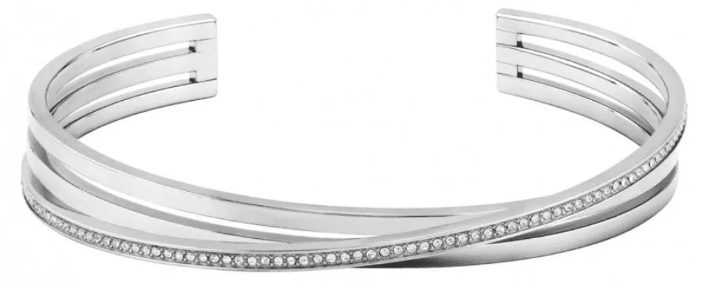 Bracelet maille gourmette en acier rigide et oxydes brillants chic
