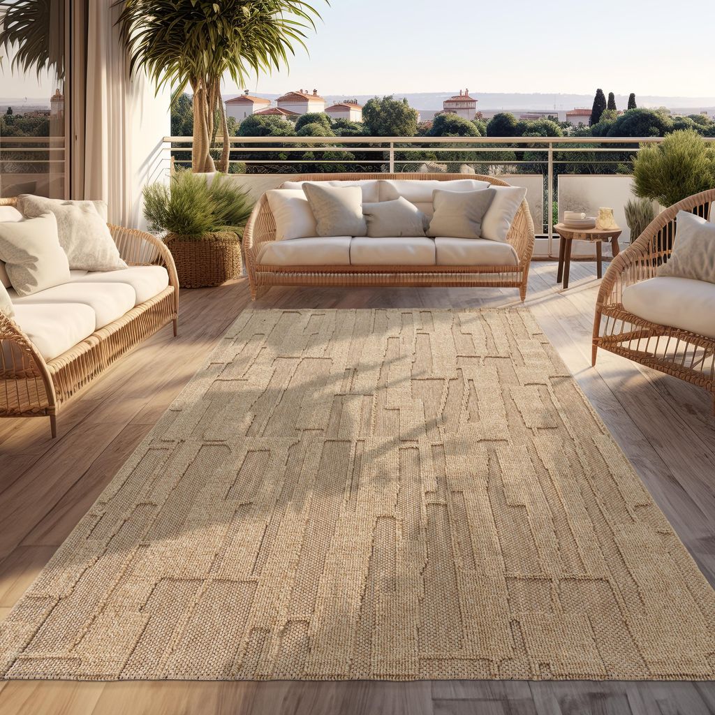 Outdoor Teppich Wetterfest Balkon Wohnzimmer Boho Design Produktbild 