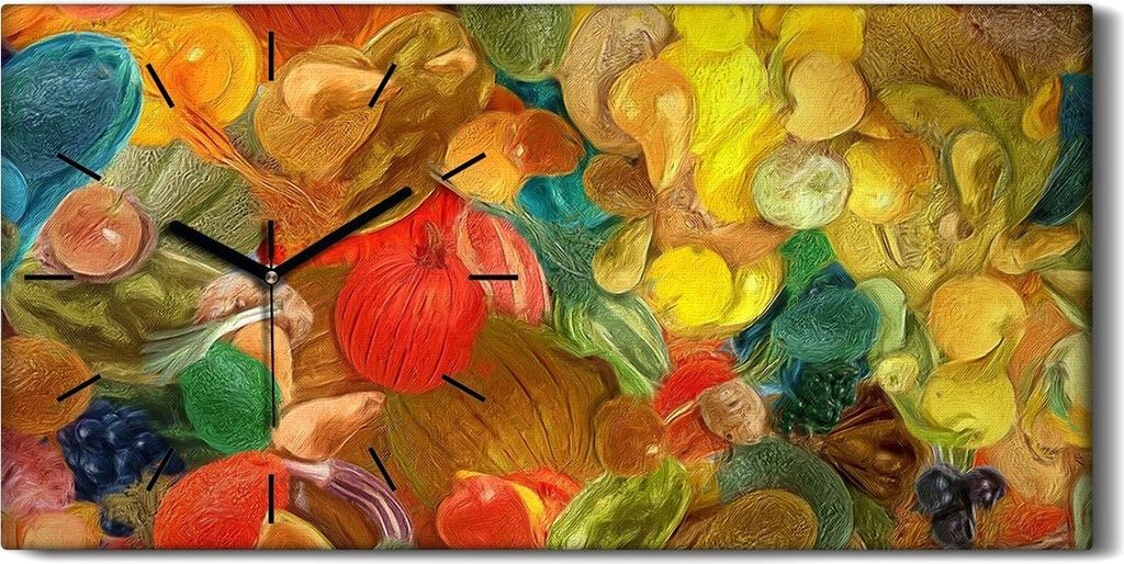 Leinwand Wanduhr Wandkunst Uhr Geräuschlos 60x30 Aquarell Abstrakte Kunst Bunt - schwarze Hände