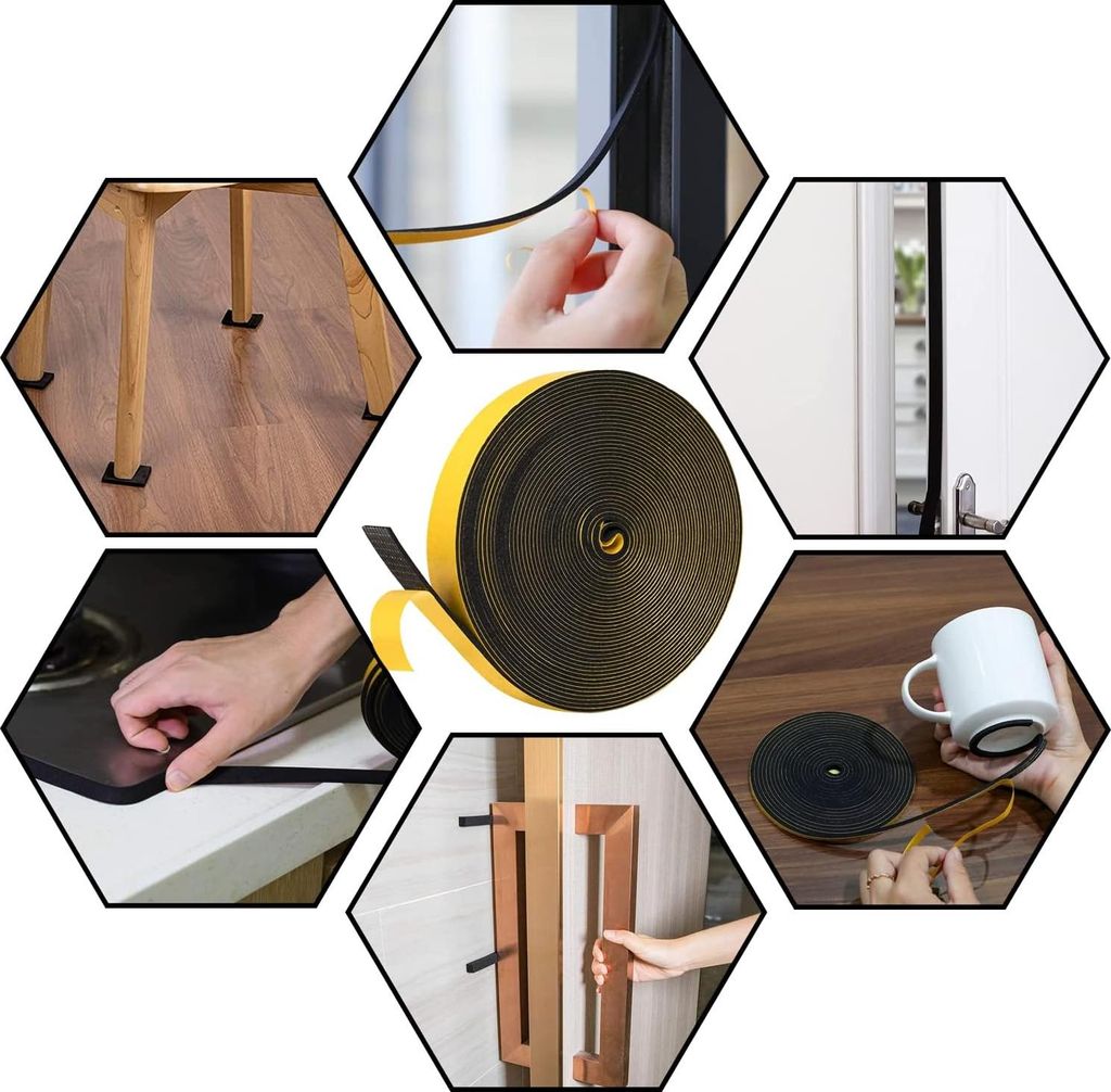 Selbstklebendes Dichtungsband für Türen und Fenster - Schallisolierung und Wetterbeständiger Gummi - 20 m - Schwarz