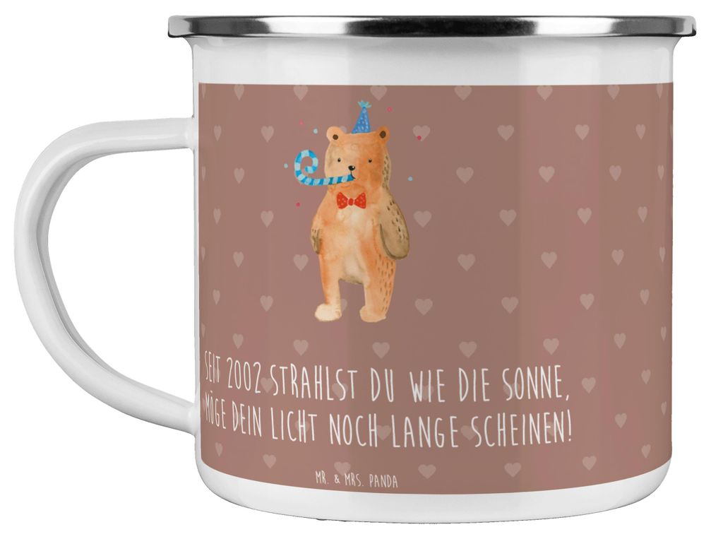 Mr. & Mrs. Panda Teetasse 2002 Geburtstag - Braun Pastell - Geschenk, Geburtstagsgeschenk, Happy Birthday, Licht, becher emaille, Pott, Tasse, Alte...