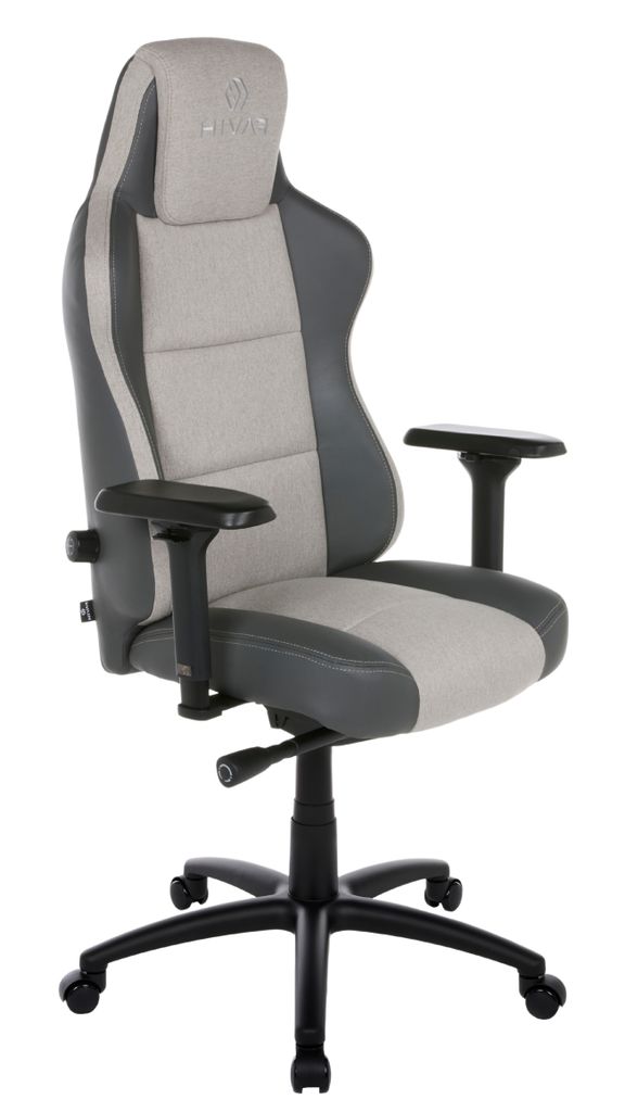 HIVAR Eqlipse Cloud Coal, Gaming Stuhl mit Lordosenstütze, 4D Armlehnen, Ergonomisch, Synchronmechanik, bis 110kg