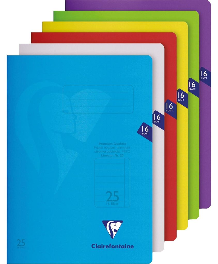 Clairefontaine Schulheft Lin 25, A4, 16 Blatt, fester, Produktbild 
