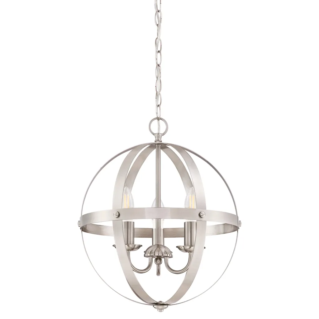 Lampadario Sferico 3 Luci Stella Mira Nichel - Offerta Illuminazione