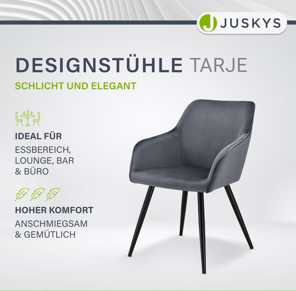 Juskys Esszimmerstühle 6er Set Tarje mit Rückenlehne & Produktbild 2