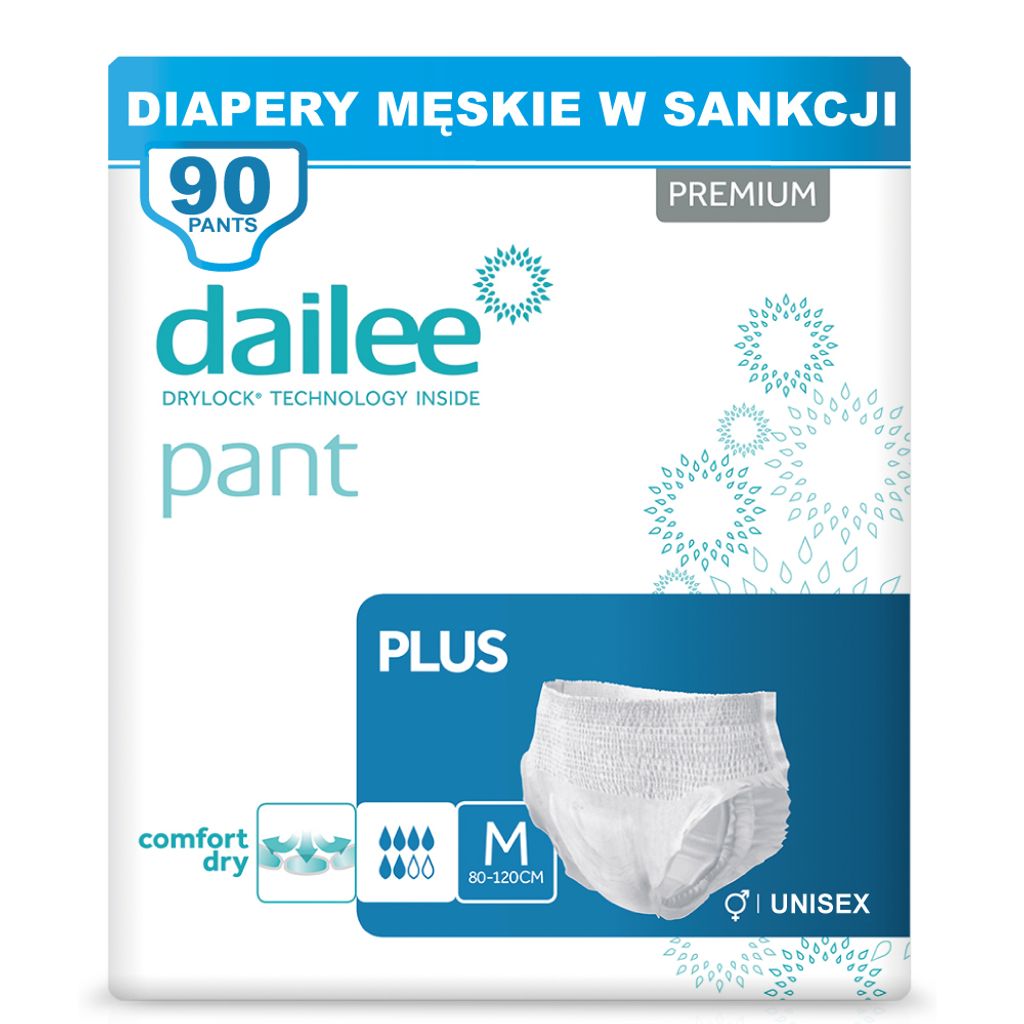 Dailee Pants Plus- 90x Dorosłe majtki pieluchy - Rozmiar M Zdjęcie produktu 