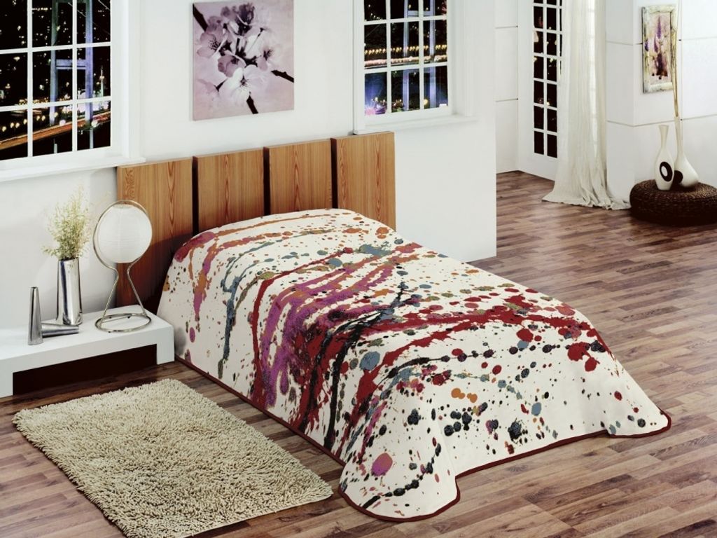 Decke Kinderdecke Tagesdecke Wohndecke gepunktet bunt rot pink türkis Größe - 155x215 cm