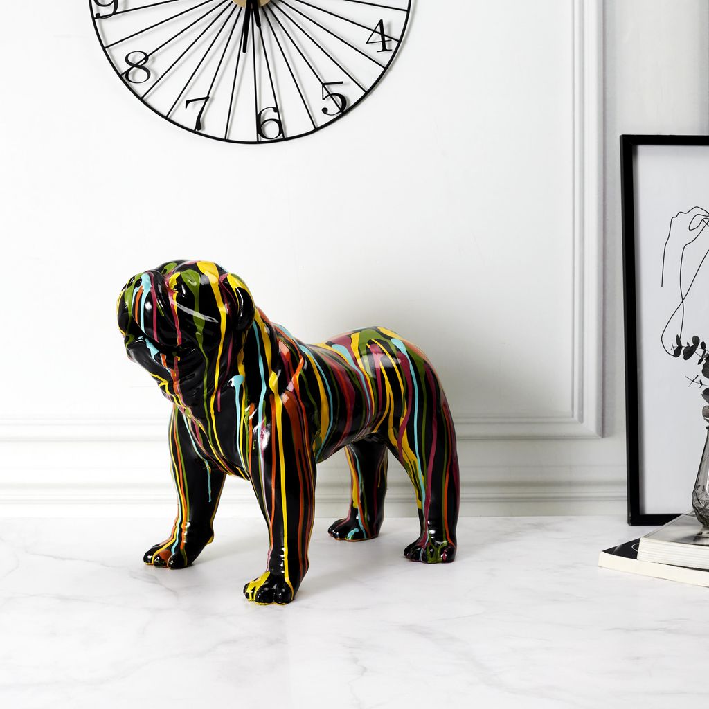 Statue Molosse Farben 50cm Schwarz Home Deco Factory