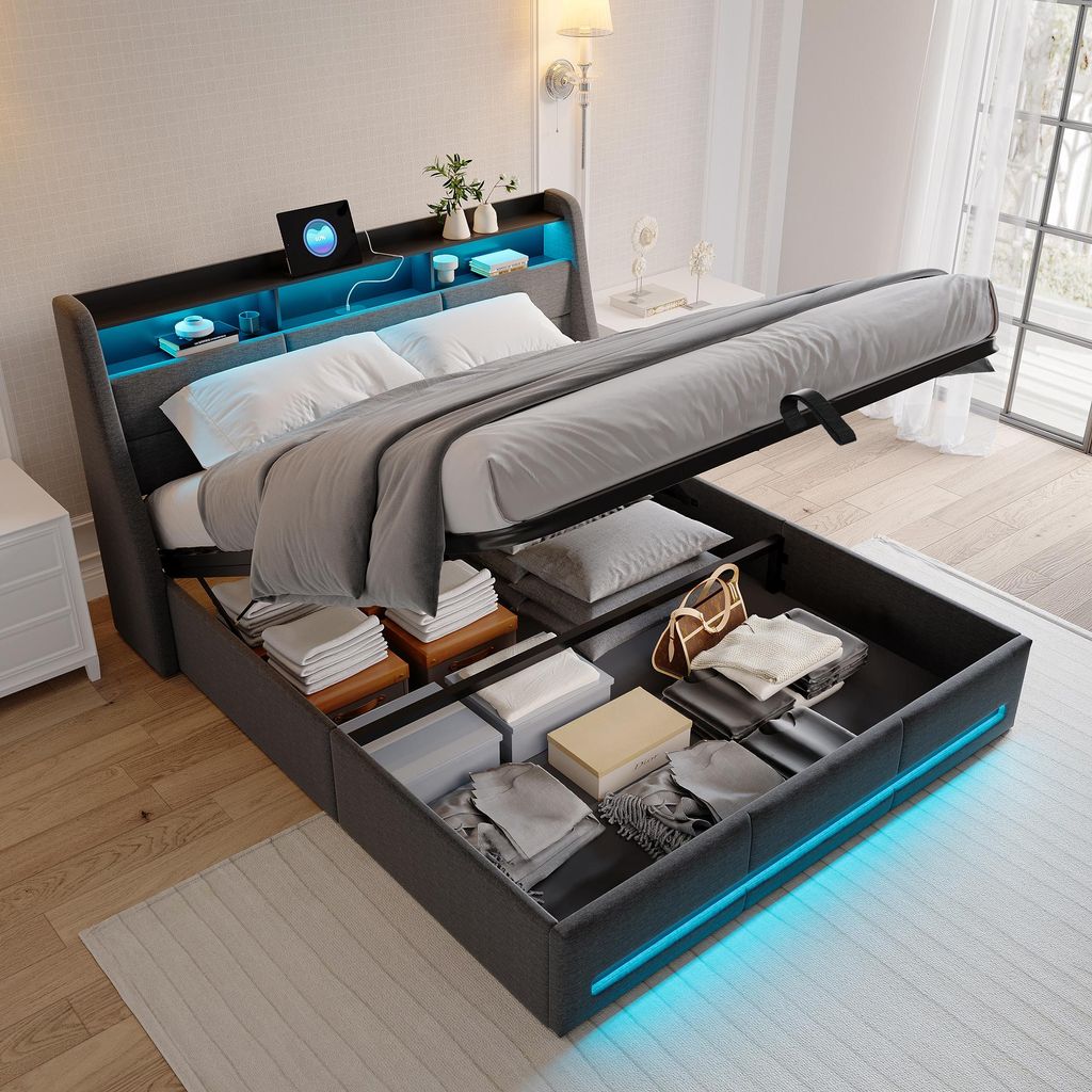 SUNFECILI Polsterbett 160x200 cm,Boxspringbett 160x200,mit Produktbild 
