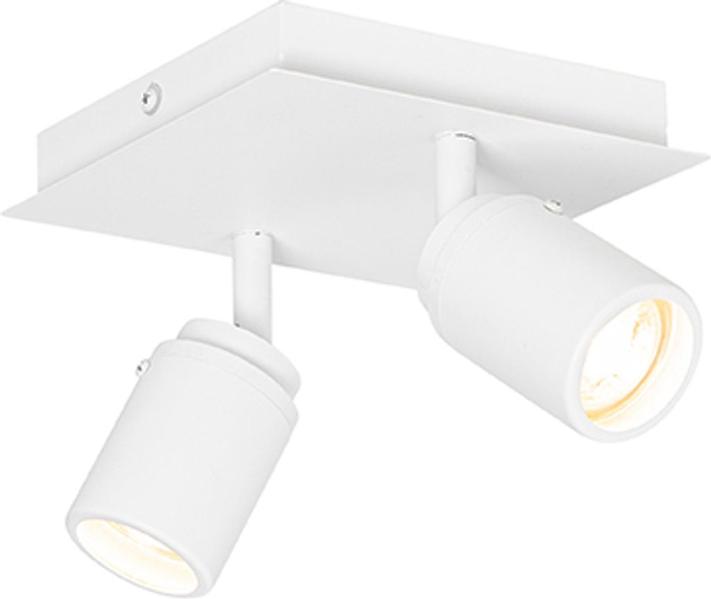 QAZQA - Modern Smarter Bad-Spot I Spotlight I Deckenspot I Deckenstrahler I Strahler I Lampe I Leuchte White Square 2-flammig-Light IP44 inkl. 2-fl...