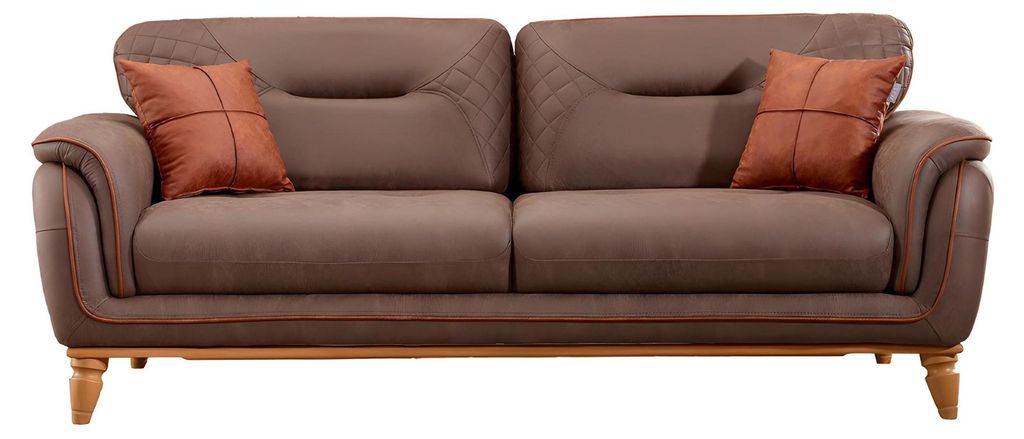 Modernes braunes Stoffsofa mit Holzrahmen für Wohnzimmer