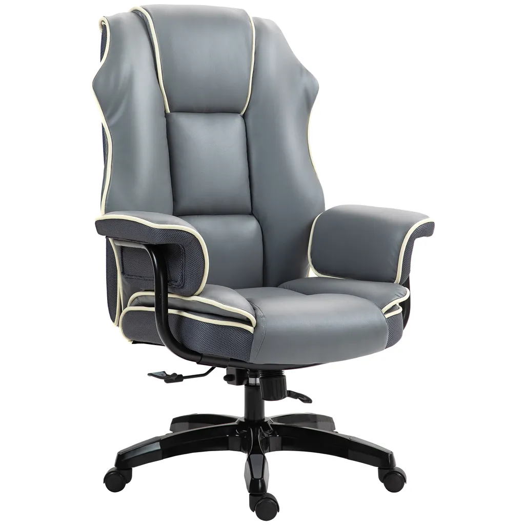 Chaise de Bureau Ergonomique Vinsetto Fauteuil Gamer Inclinable Gris