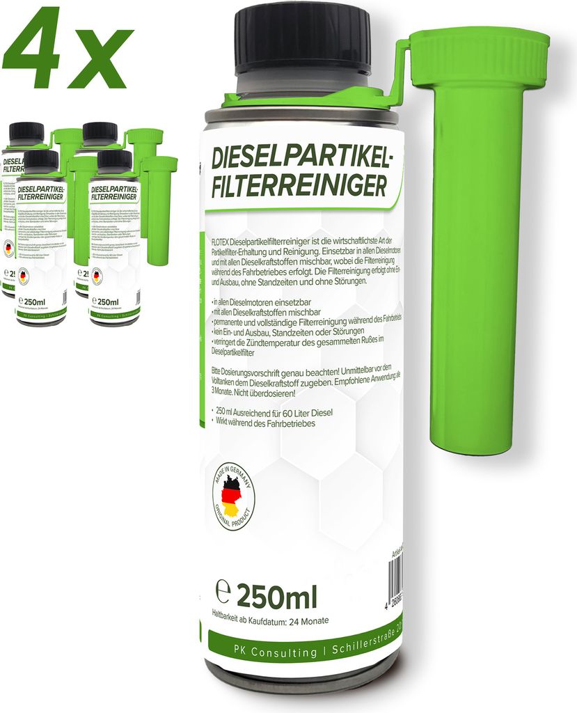 Flotex Dieselpartikelfilter Reiniger, 4x 250ml Additiv Produktbild 