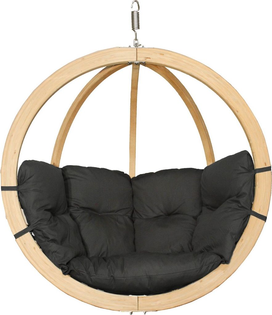 KONSIMO Hölzerner Hängesessel "HIGLO", dunkelgrau, Hölz, Modern Design, 120x82x120 cm