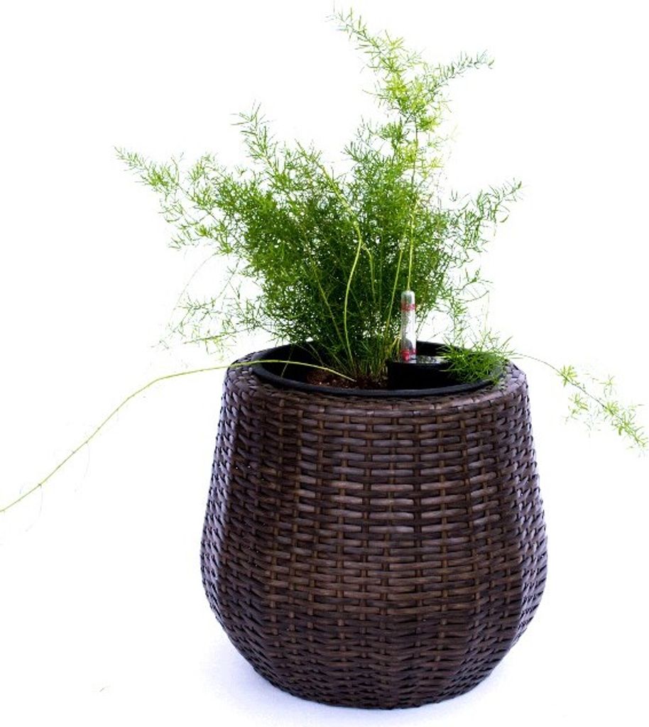 Elegant Einrichten | Pflanzkübel | Polyrattan | rund konisch | D35xH32cm | mocca