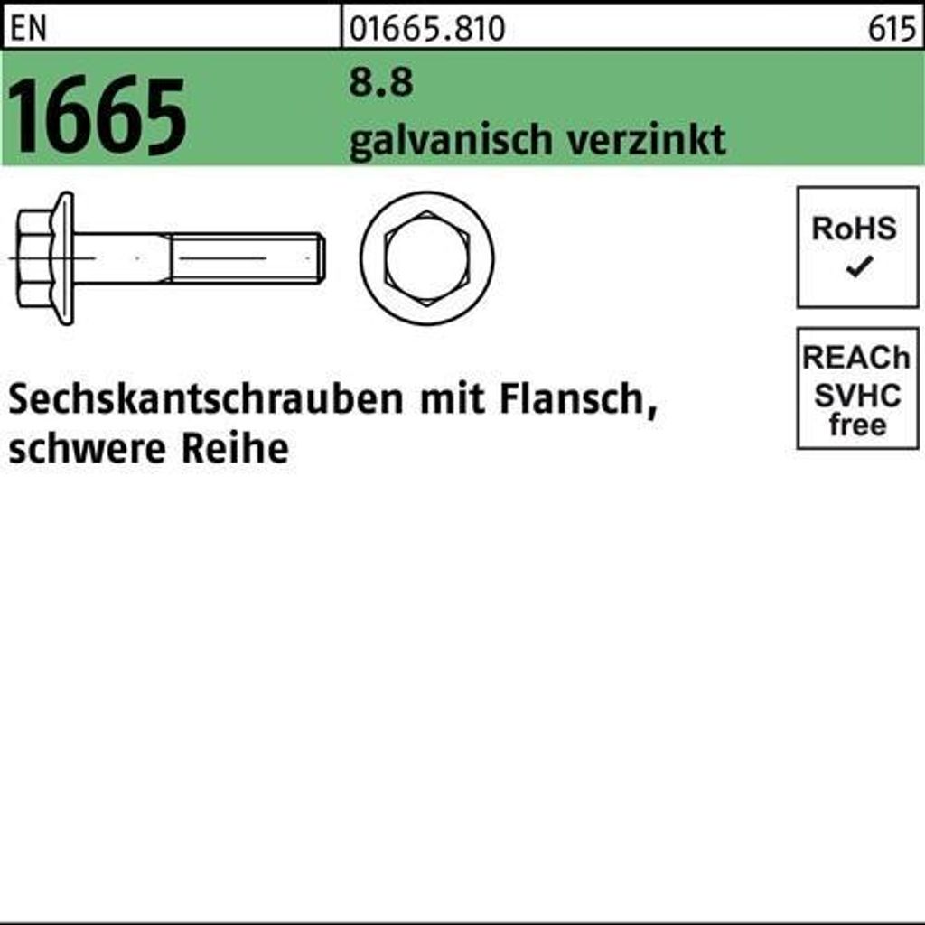 Sechskantschraube EN 1665 Flansch M8x 12 8.8 galv.verz. 200 Stück