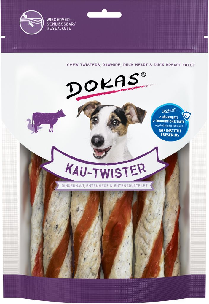 Dokas Kau Twister Rinderhaut, Entenherz & Entenbrust 200 g Produktbild 