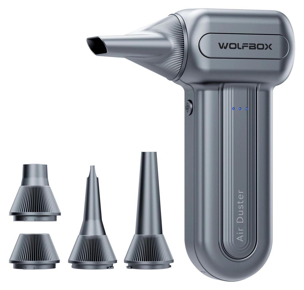DF60 - Luftstaubbläser / Air Duster - Kabellos - 110000 U/min - 3 Stufen - Tragbar - Akku Inklusive - Für Auto/Zuhause/Außenbereich - Schwarz