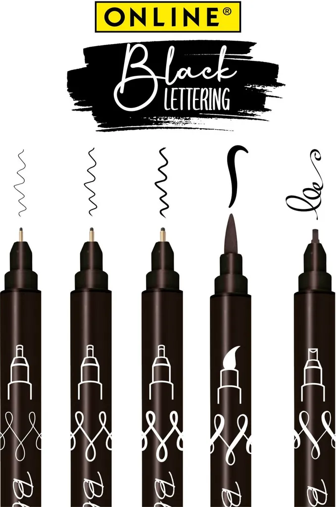 Stylos feutres à encre de Chine noire ONLINE 19114 pour dessin et croquis