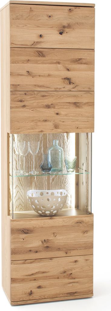 Vitrine in Asteiche Bianco massiv SAMARA-05 - B/H/T: 60/208/37cm
