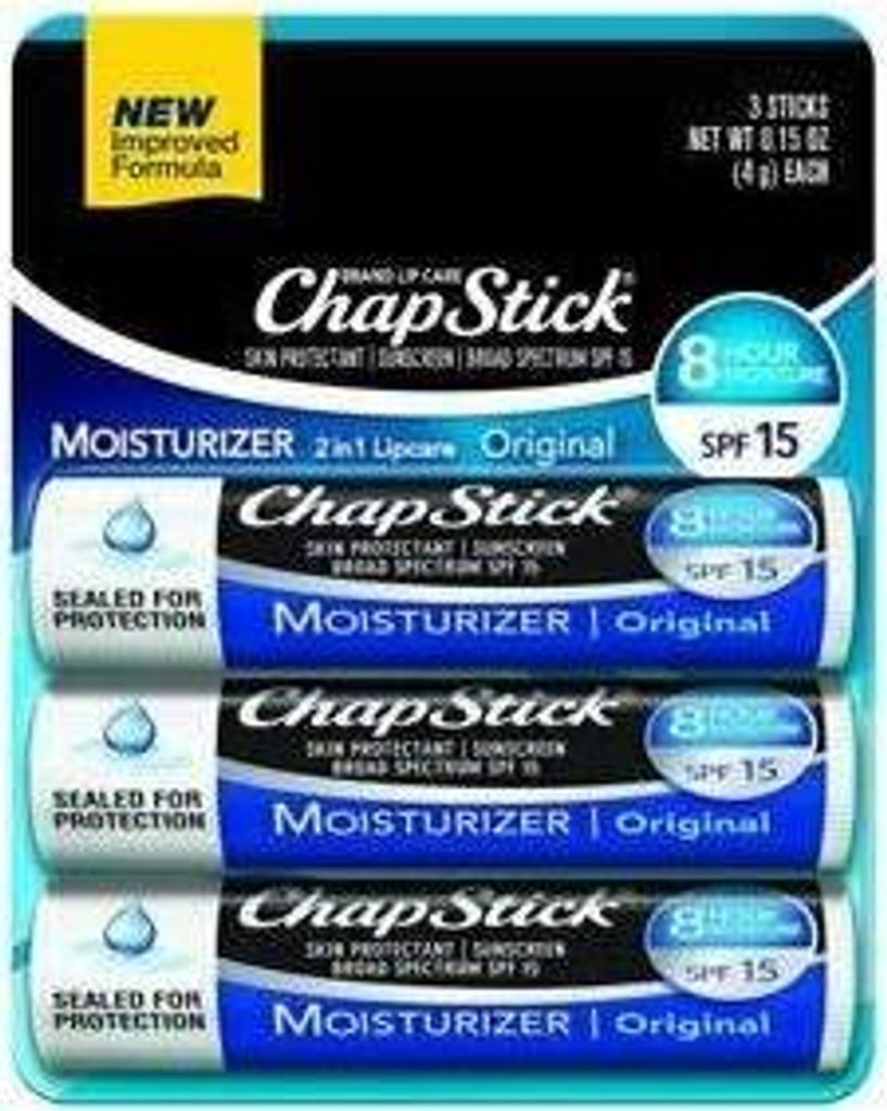 ChapStick | Lippenbalsam, Frostschutz, Lippenstifte, Feuchtigkeitsspendender | SPF15-Naturschutz, 3 x 4g
