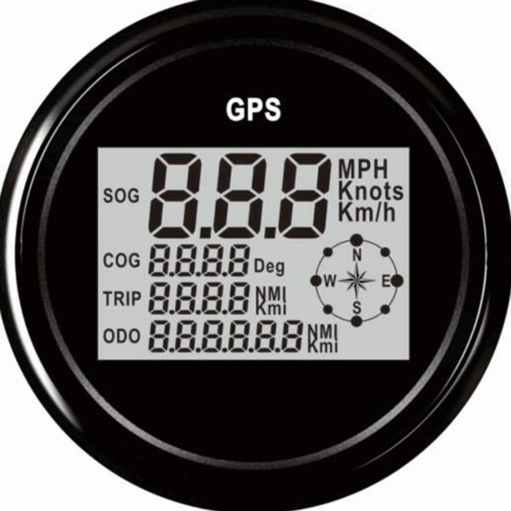 Digitales Auto Geschwindigkeitsmesser GPS Odometer 85mm 0-999 Knoten km/h mph 12V/24V Mit Backlight Yacht Vessel Motorrad Boot schwarz Schale schwa...