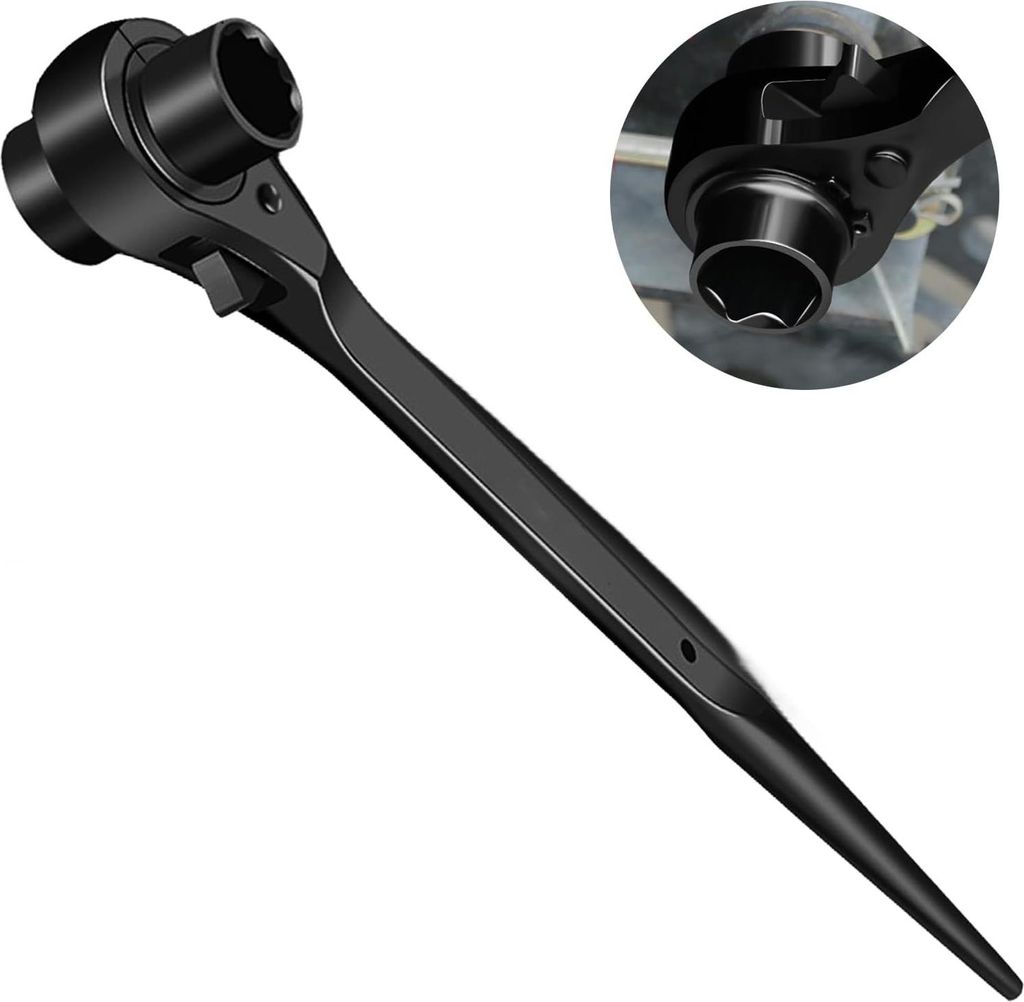 Steigerratel 19/22 mm Ratsche für den Steigerbau rechts-links umschaltbar multifunktionale Podgerschlüssel CR-V Chromoberfläche.