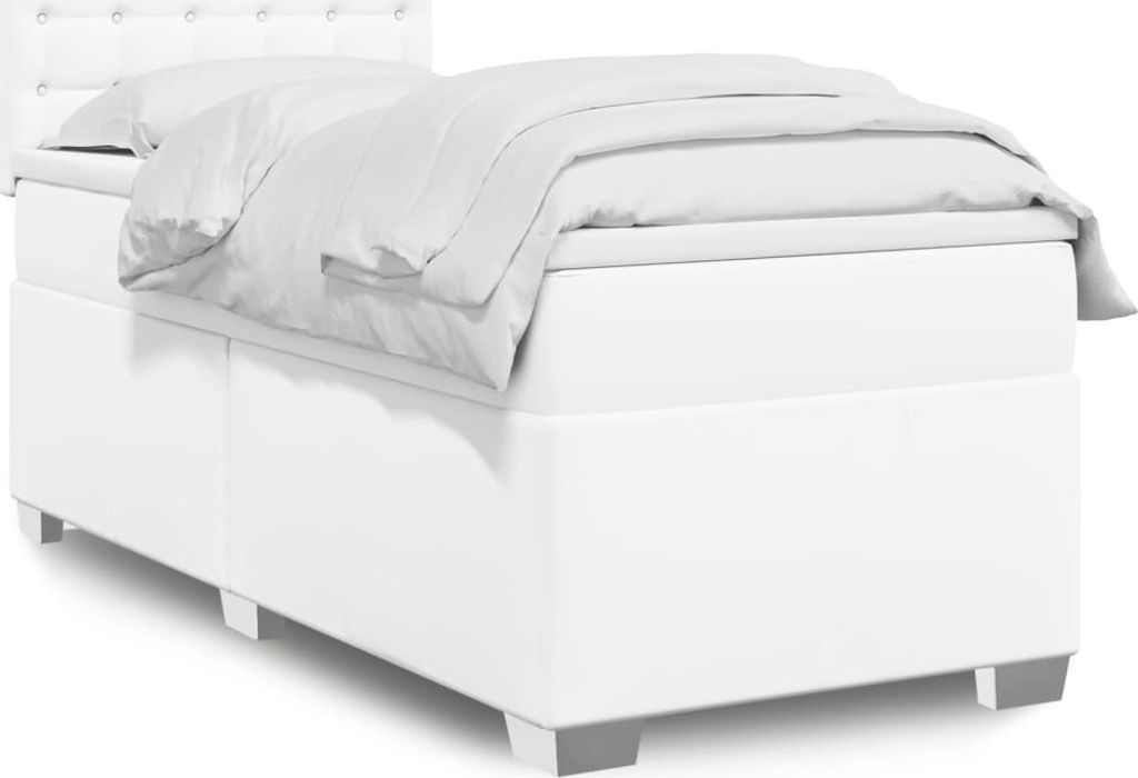 Maison Exclusive - Boxspringbett mit Matratze Weiß 90x190 cm Kunstleder