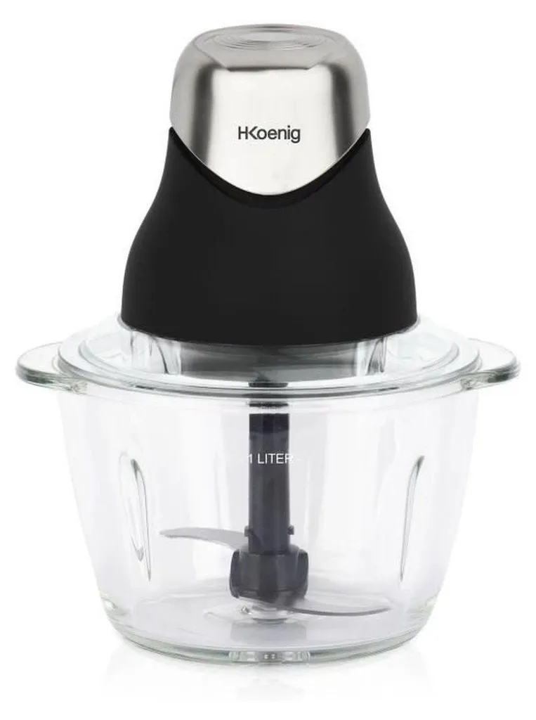 Moulin Électrique 1 Litre Bol Verre H.Koenig LEO8 320W à 2 Lames Acier Noir