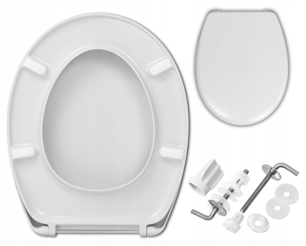 WC Sitz - Toilettensitz - 36 X 44 Cm - Antibakteriell - Duroplast - Stabile Metallbeschläge - Toilettendeckel