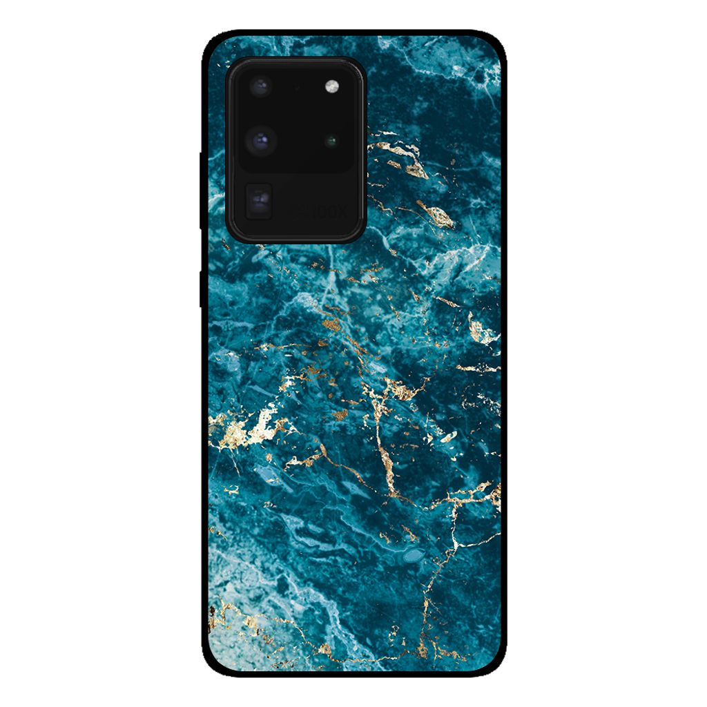 Smartphonica Handytasche für Samsung Galaxy S20 Ultra mit Marmordruck - TPU Rückseite Abdeckung Fall Marmor Design - Blau