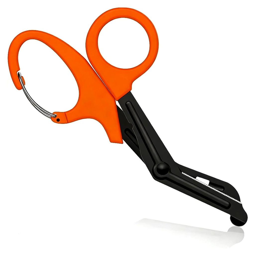 Titan-Verbandschere EMT und gebogene Traumaschere Stealth mit schwarzer Beschichtung für Krankenschwestern, Studenten, Notaufnahme (Orange, 19 cm)