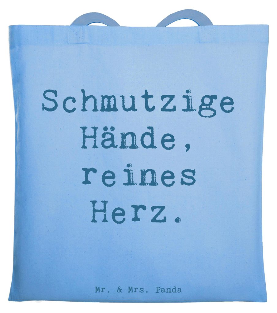 Mr. & Mrs. Panda Tote Bag Spruch Reines Herz Kind - Sky Blue - Geschenk, Stoffbeutel, Tasche, herzerwärmende Sprüche, Schultasche, Büchertasche,...