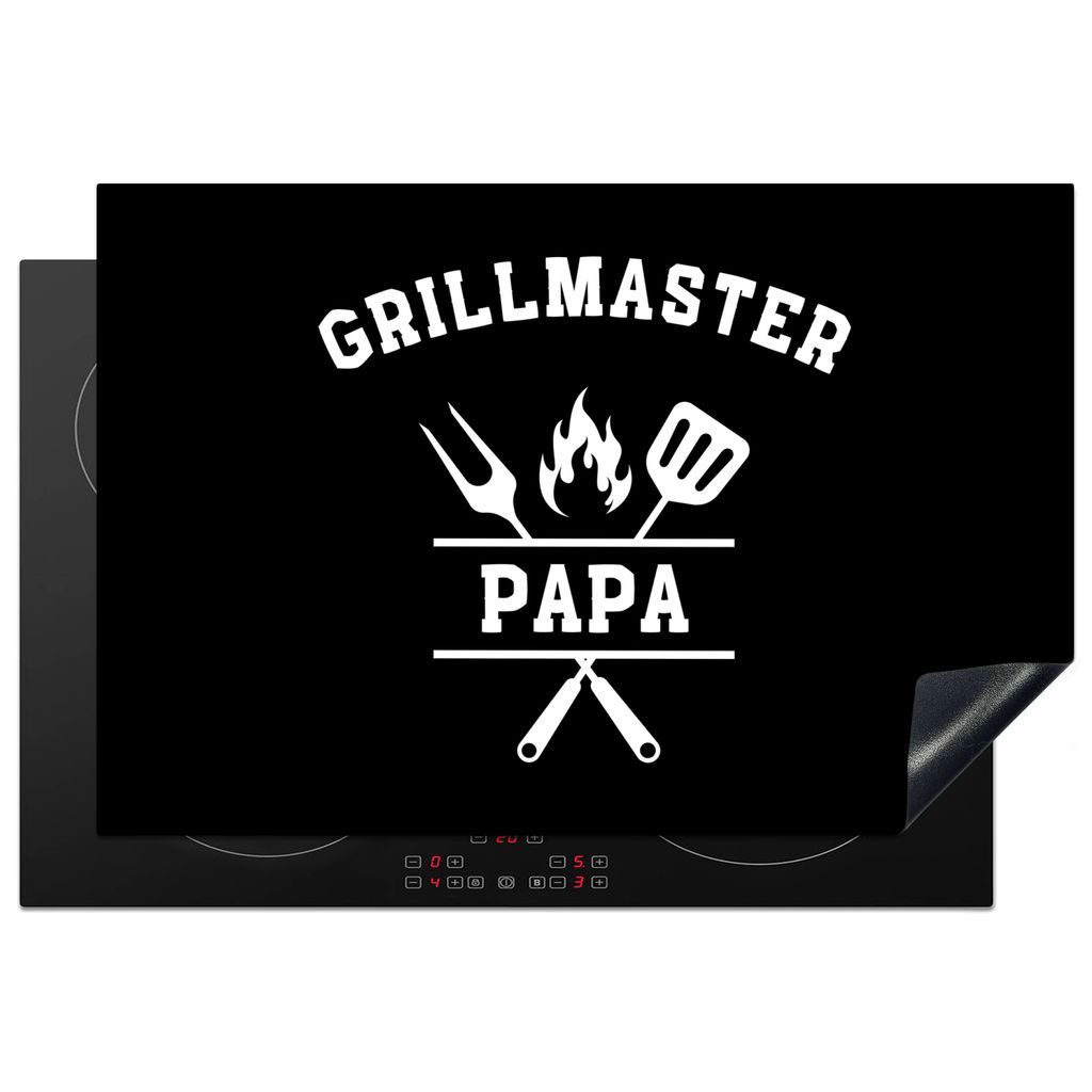 KitchenYeah Herdabdeckplatte Zitat - Grillmaster dad - Schwarz - Vater - Kochen , 76x51cm, Küche Deko, Glaskeramikkochfeld Herdabdeckung, Abdeck...