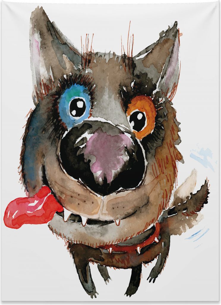 Abakuhaus Tier Wandteppich, Lustiger Hund Netter Welpe aus Weiches Mikrofaser Stoff Kein Verblassen Klare Farben Waschbar, 110 x 150 cm, Orange Kak...