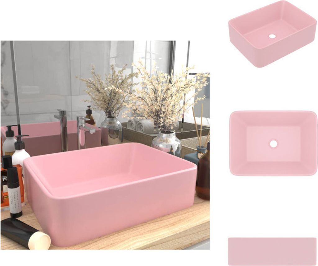 vidaXL Luxus-Waschbecken Matt Rosa 41x30x12 cm Keramik -  Produktbild 