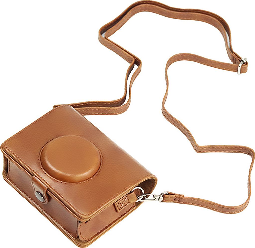Kamera Schutzhülle Staubdicht, schockdes tragbares Digitalkamera Faux Leder Vintage Speicher für Instax Mini Evo-Braun