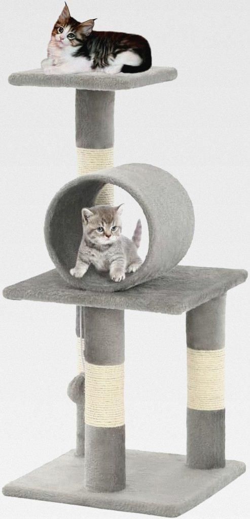 Katzen-Kratzbaum Sisal 65 cm Grau Katzenmöbel für kleine und große Katzen