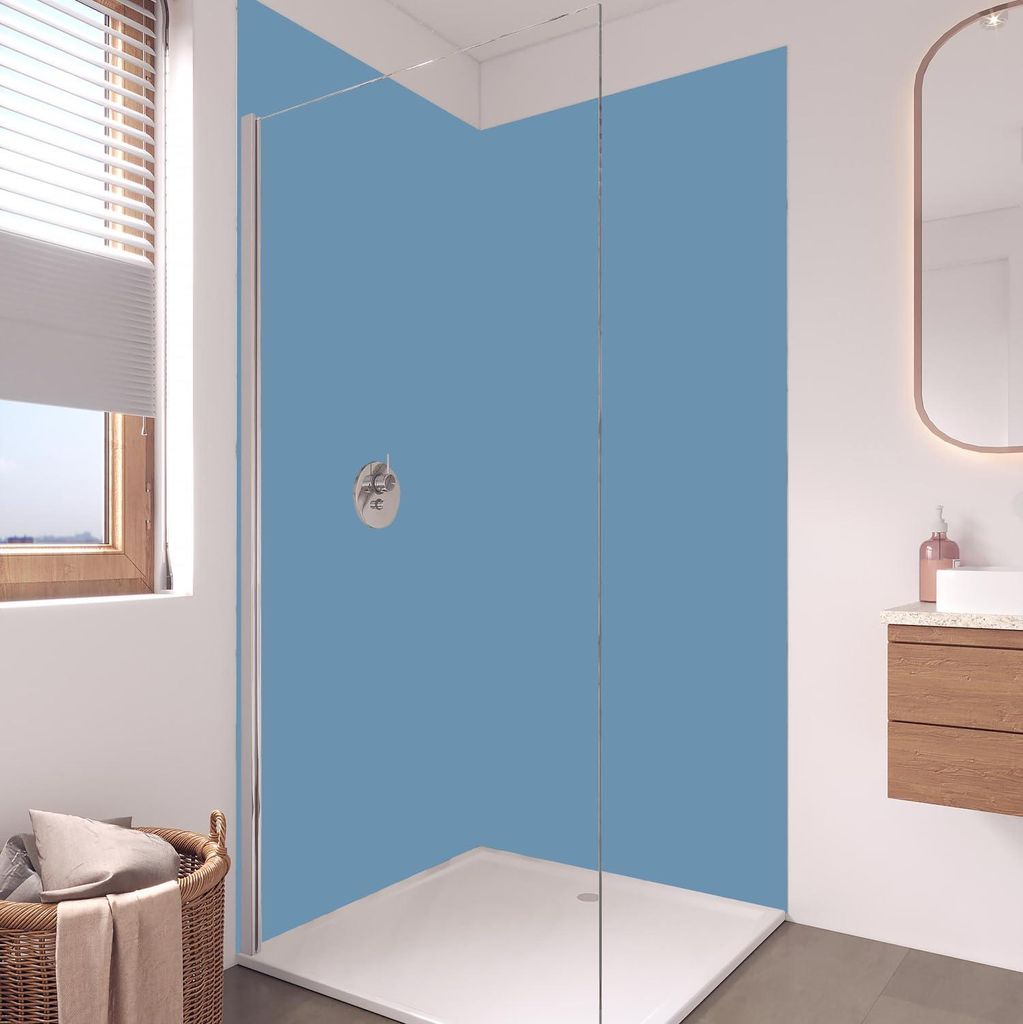 Duschrückwand Wandverkleidung für Dusche aus ALU 0,3 cm - 90 x 200 cm - RAL Pastellblau