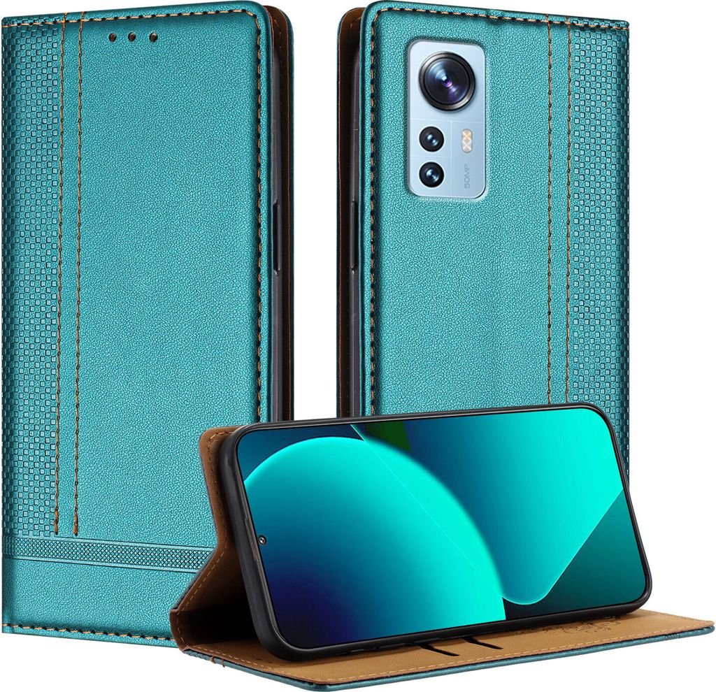 Handyhülle für Xiaomi 12 / 12X / 12S Leder Flip Klappbare Schutzhülle mit Standfunktion Grün
