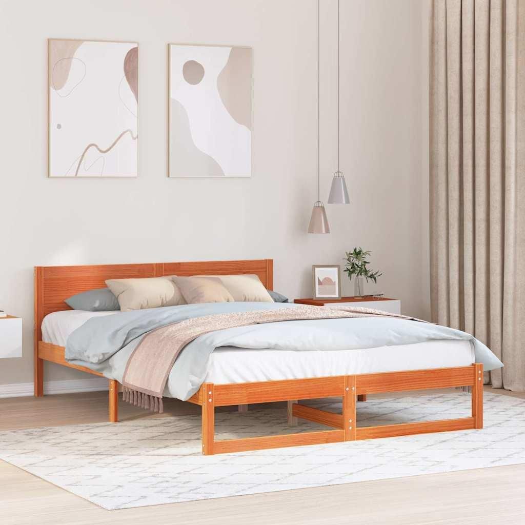 Maison Exclusive - Bettrahmen Wachsbraun 150 x 200 cm Massives Kiefernholz