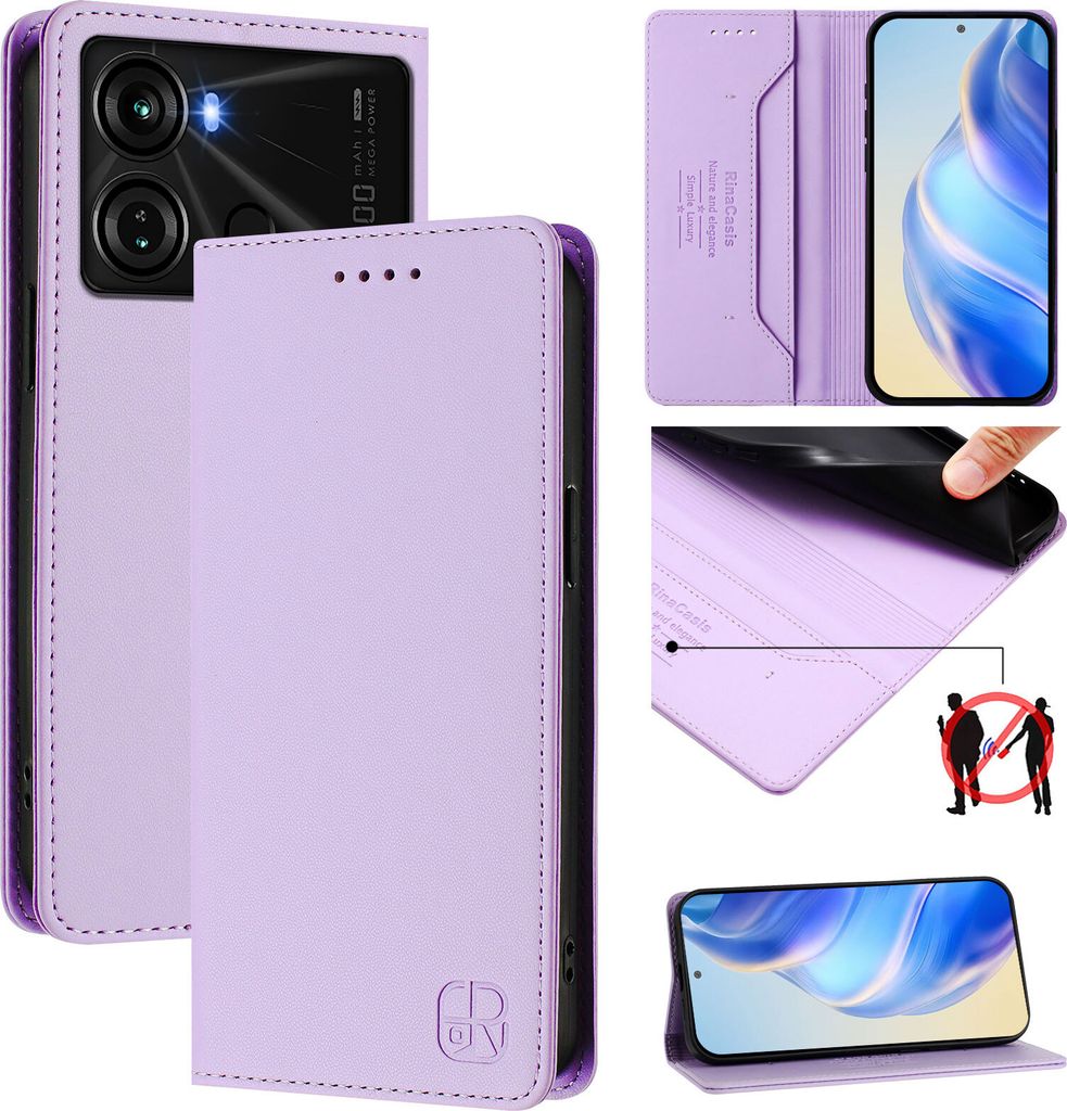 Lederhülle für itel P40 Hülle Flip Brieftasche Kartenfächern Ständer Schutzhülle Violett